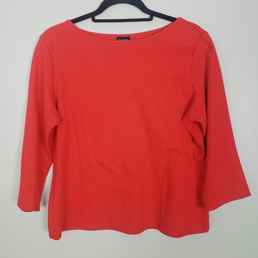 Eileen Fisher 3/4 Sleeve Boatneck Top   Classic I16
